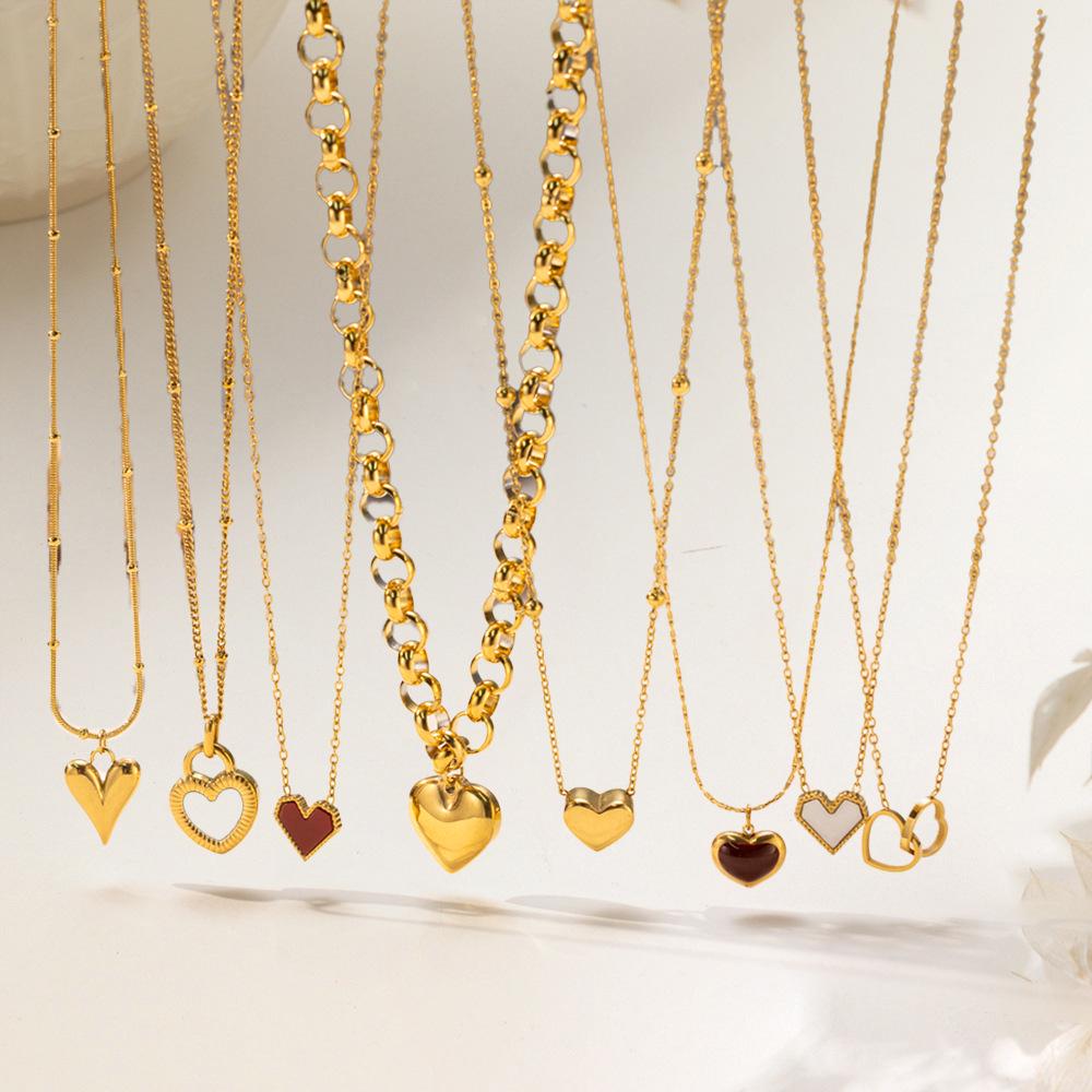 Elegant Personalized Double Heart Pendant Titanium Steel Necklace for Women