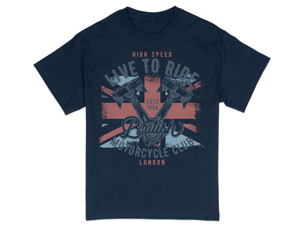 Vintage British Motorcycle Club TShirt London Biker Graphic Tee Summer Mens and Womens Loose and Breathable Tshirt Top