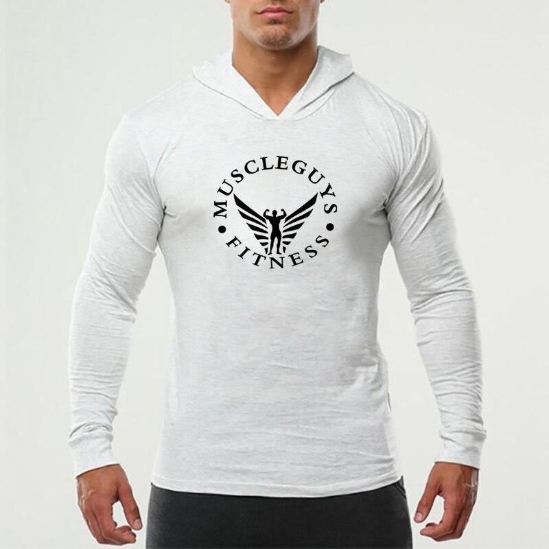 Muscleguys Spring and Autumn New Youth Black Hoodie T-shirts Daily Casual Tops Fitness Bodybuilder Training Clothes