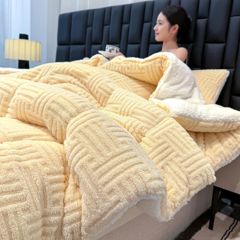 Solid color Tafu velvet jacquard quilt core autumn and winter quilt warm velvet simple wind thick quilt