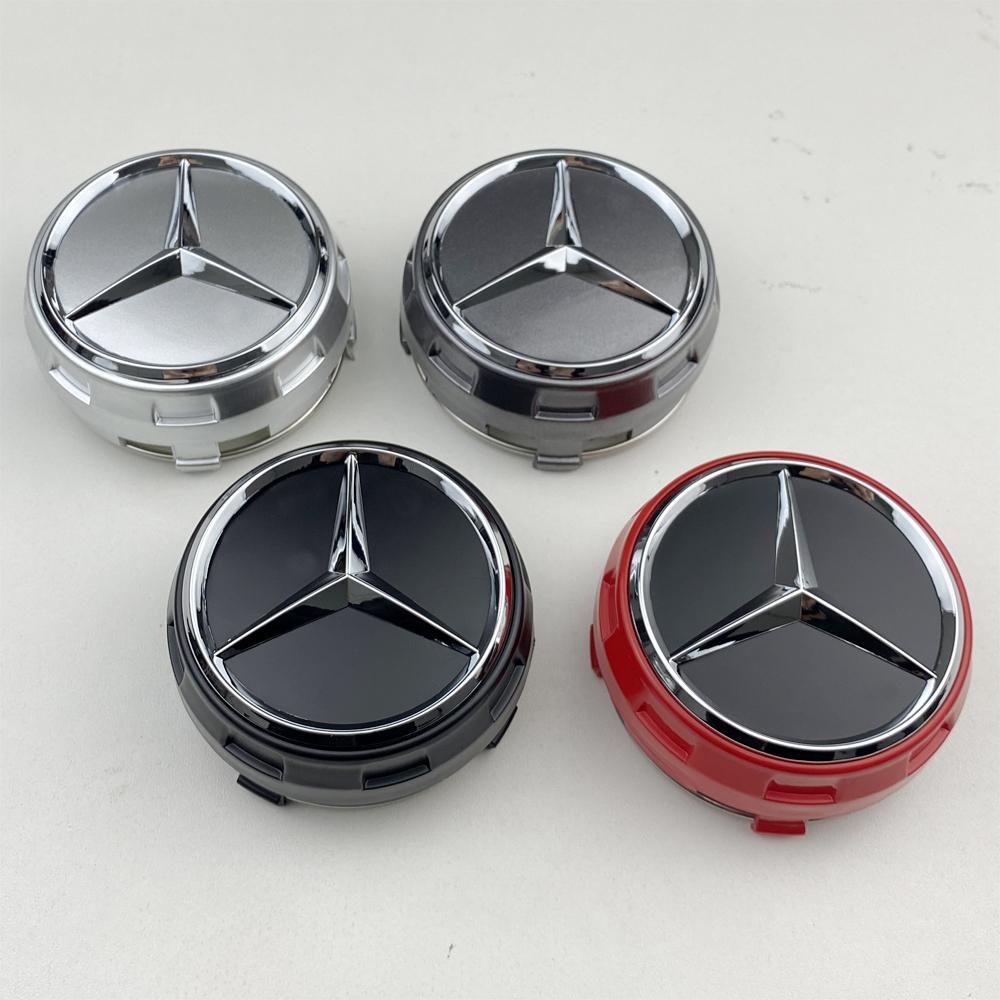 Hub Cap 4pcs 75mm Black Red Raised Car Styling Wheel Center Cap For Mercedes Benz AMG A0004000900