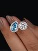 925 Sterling Silver Simplicity Sea Blue Pear Round Zircon Ring For Women Engagement Wedding Luxury High Quality Fine Jewelry