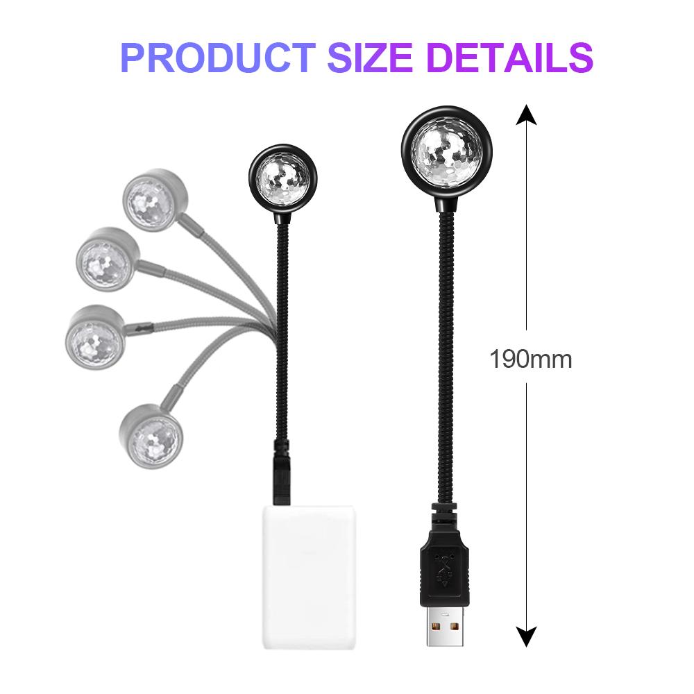 Auto LED Ambienteleuchte Dach Sternenlicht Innenraum Sprachaktivierte Lichter Projektor USB Dekoration Mehrfarbiges Nachtlicht