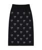 Metapeo Met Ribbon Print Elastic Waist Long Skirt Navy & Ivory