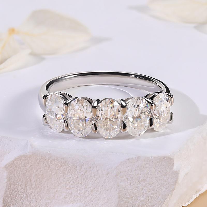S925 Sterling Silver Moissanite Pavé Ring - Versatile Stackable Women's Design