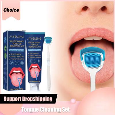 Zungenreinigungs-Gel-Set Zungenschaber Tiefenreinigung Frischer Atem Entfernen Mundgeruch Halitosis Zahnbürste Mundhygiene Pflege Werkzeuge