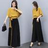 Completo pantalone a gamba larga da donna: Set Estivo a Due Pezzi con Fiocco 2025, Elegante e che Non Dimostra l'Età.