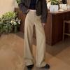 Women's Khaki Wide-Leg Trousers - Spring/Autumn 2026 High-End Slim Straight-Leg Suit Pants