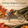 Harvest Wheelbarrow Brooch with Pumpkin and Vegetable Design, Antique-Look Alloy Pin with Raised Multicolor Details for Sweaters and Coats