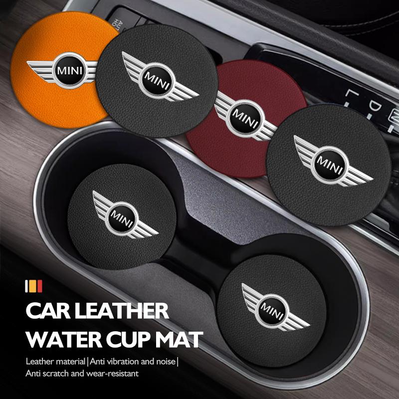 2pcs Suede Car Coaster Anti-slip Pad Water Cup Mat Bottle Holder For MINI John Cooper Works R50 R52 R53 R55 R56 F54 F55 F56 F60 Dymfu11 45x