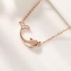 Korean Version of Fashion Sand Gold Dolphin Diamond Pendant Women's Necklace Smiley Face Hip Hop