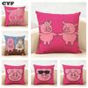 Percy Pig Cushion Cover Household Decoration Linen Sofa Cushion Cover: Skin-Friendly & Breathable with Invisible Zipper