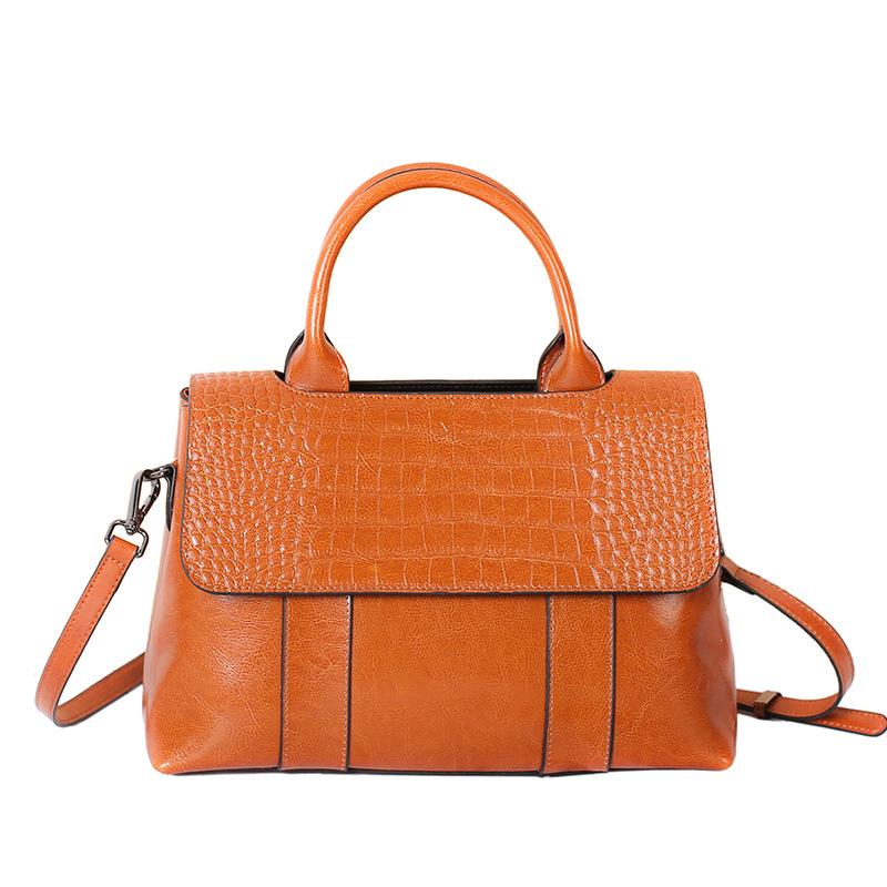 Genuine Leather Women's Handbag Cowhide Crocodile Print Shoulder Bag   Luxury Design Tote Bag Daily Crossbody Bag