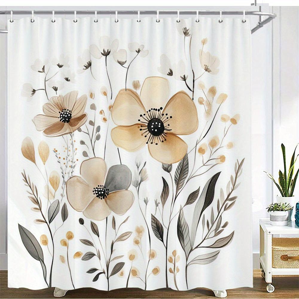 

1 Piece Elegant Floral Shower Curtain, Polyester Fabric, Machine Washable, With Hook, Suitable For Bathroom Decoration W60H190(CM)-1 Pcs