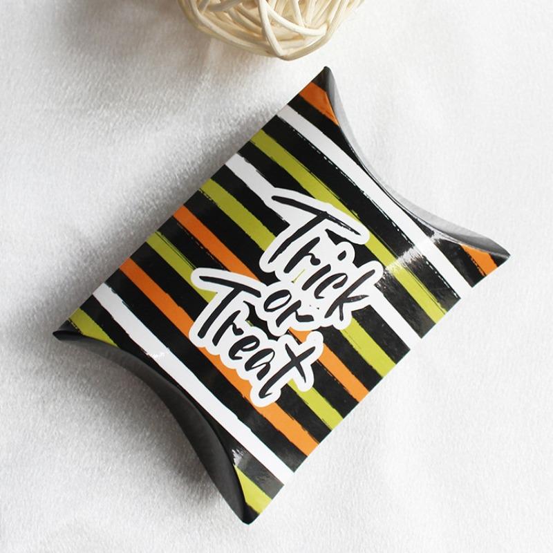 10/20pcs Halloween Pillow Shaped Candy Box Gift Box, Halloween Pumpkin Boo Ghost Witch Gift Box