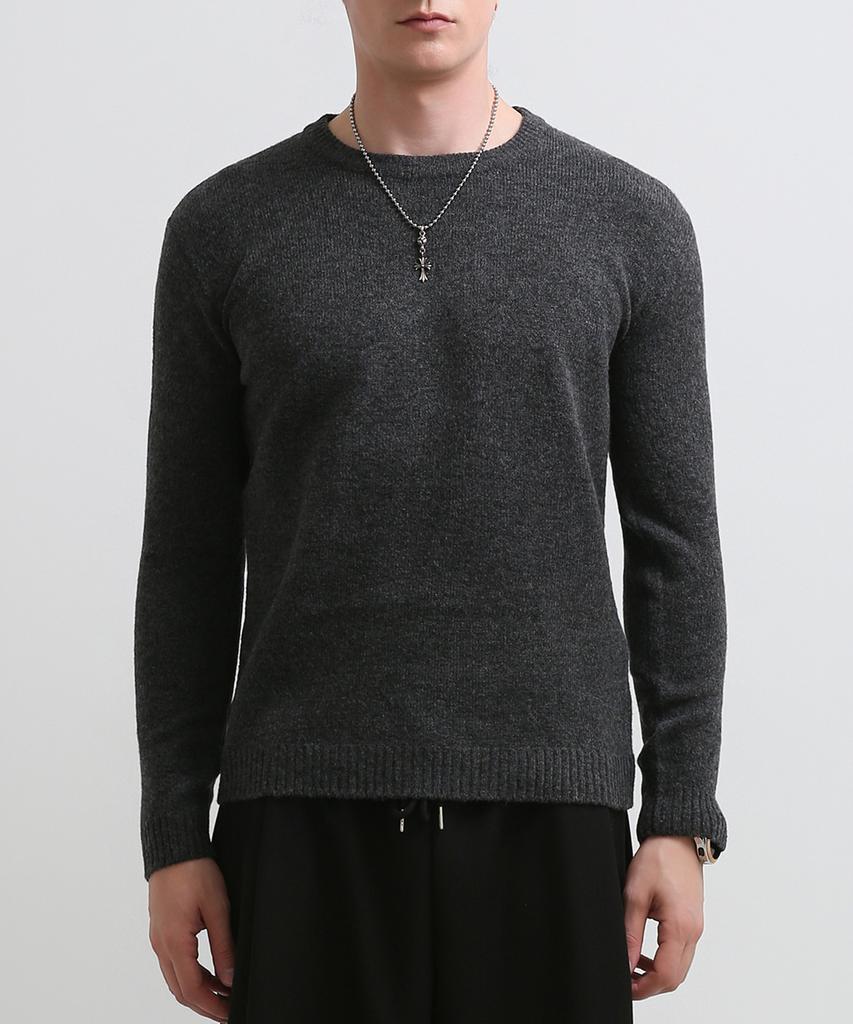 Seuteulaikeu Fine Blend Classic Crew Neck Knit (Charcoal)