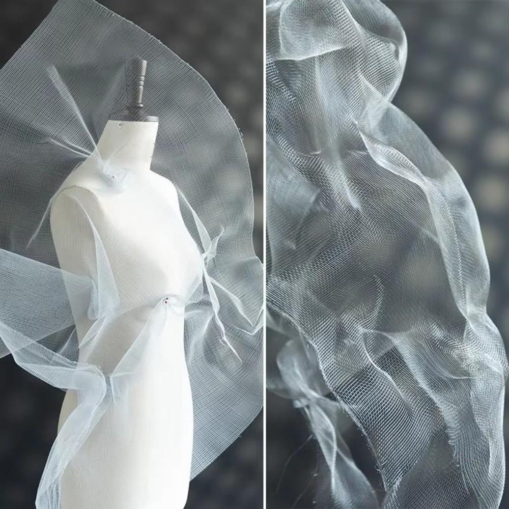 Cloud Fog Mesh Bright Organza Fabric DIY Decoration Art Background Hard Mesh Cloth Mesh Texture Pleated Shape Shapeable Wire