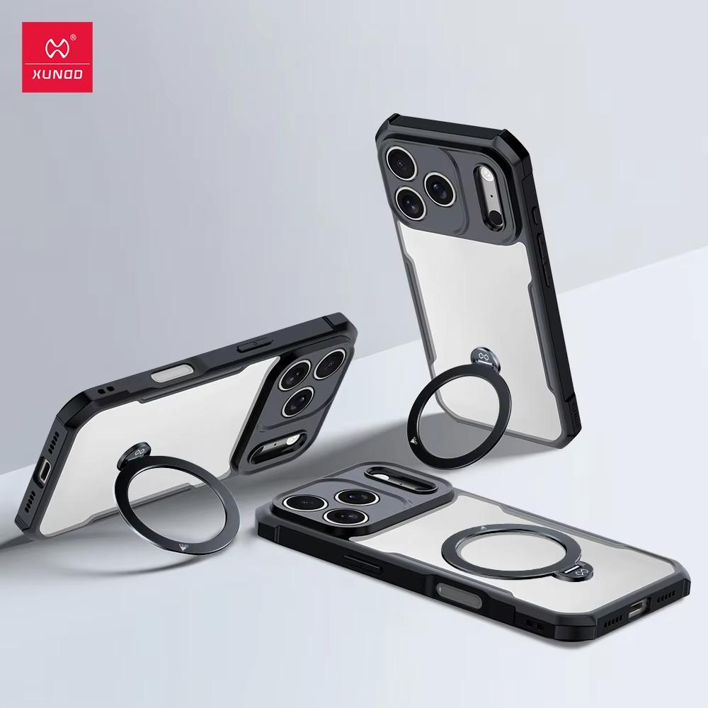 XUNDD For iPhone 17 Pro Max iPhone 17 Air Casing Airbag Shockproof Protective Case Luxury Phone Cover With Rotatable Magnetic Holder Stand