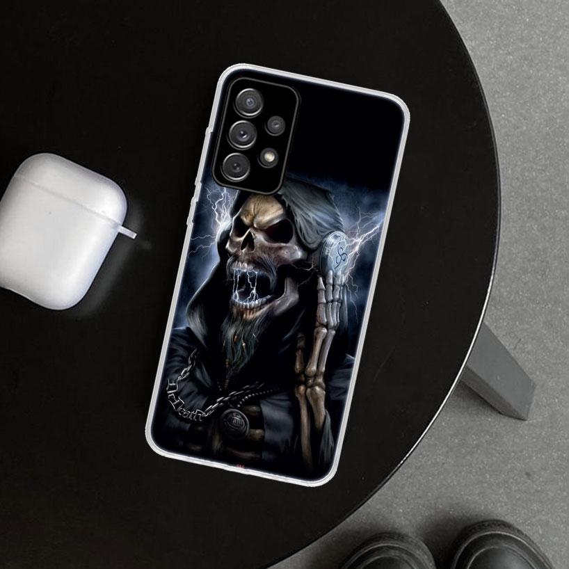 Reaper Skull Skeleton Gun Phone Case for Samsung Galaxy A17 A16 A26 A36 A56 A57 A37 A15 A25 A35 A55 A14 A24 A34 A54 A13 A23 A33