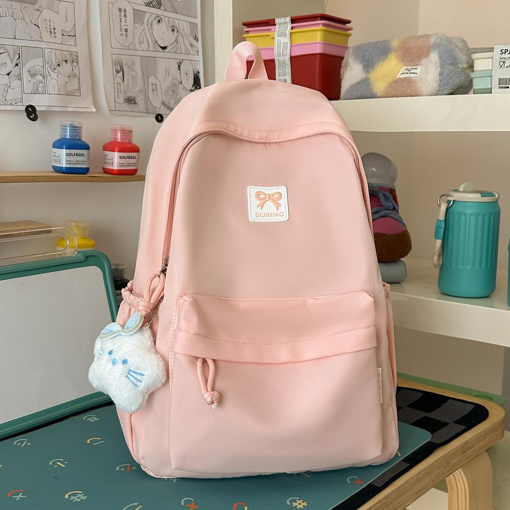 Schoolbag1011 new solid color milk yellow schoolbag female junior high school students campus large capacity backpack travel backpack wholesale