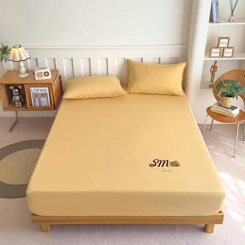Cartoon Bed Sheet Solid Color Brushed Bed Sheet Washed Cotton Bed Sheet Mattress Protector
