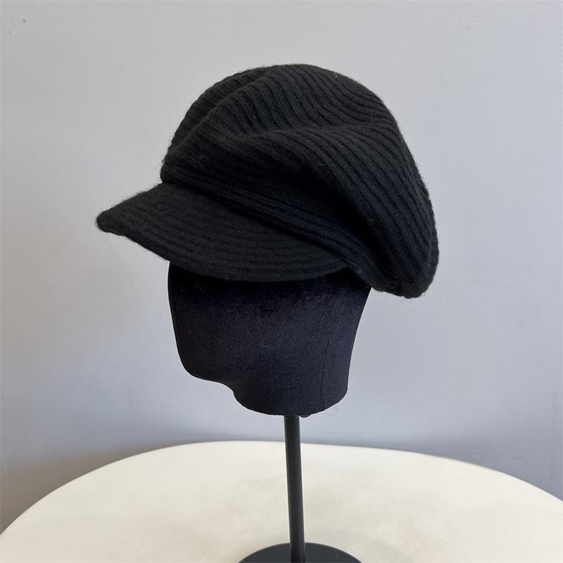 Women'S Wool Newsboy Cap - Autumn Winter Knitted Painter Hat, Solid Color Retro & Warm Fashion Accessory