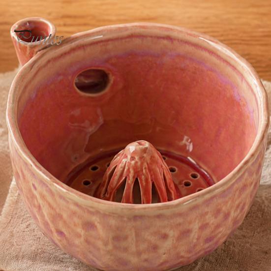 Vegetable Cleaning Basin Ceramic Berry Washing Bowl with Drainage Hole, 360 Degree Self Strawberry Tool Rinsing Fruit Rinse Bowl, Fresh Strainer