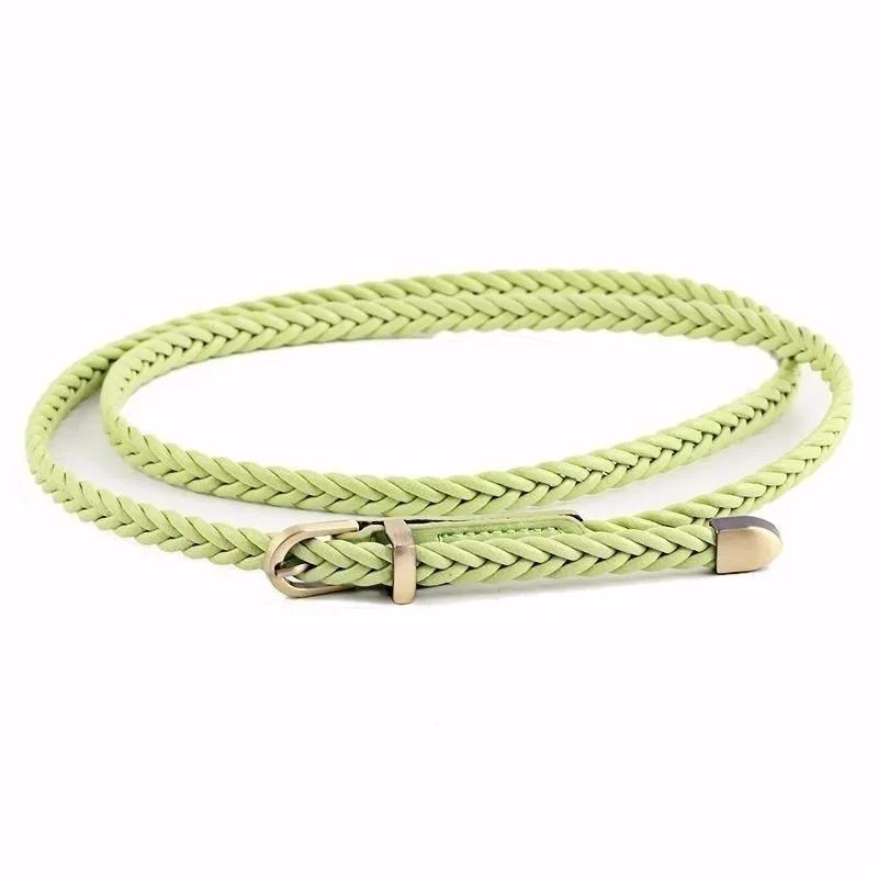 New 8 Colors Belt for Choose Casual Women Party Thin Pin Buckle Woven Braided Belt Waist Strap Waistband