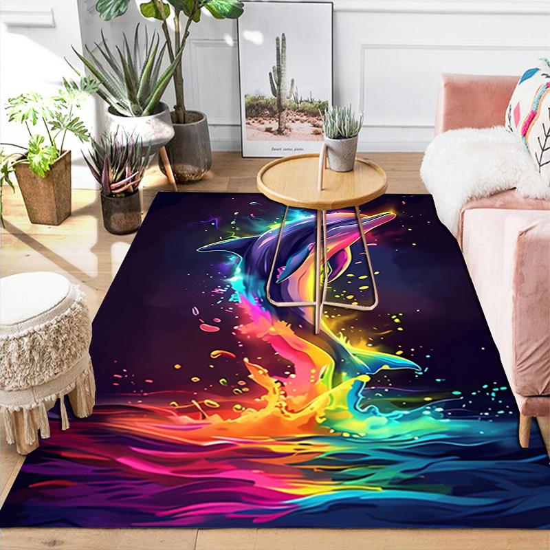 Colorful Dolphin Rug Floor Mat for Living Room or Bedroom Soft and Comfortable Carpet a Gift for Birthday and Holiday.MFF0918539