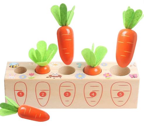 Toys Educational Toys Montessori for Baby Girls1 2 3 4Year Wooden Puzzle Carrot Harvest Toy Game Shape Sorting for Children Boys