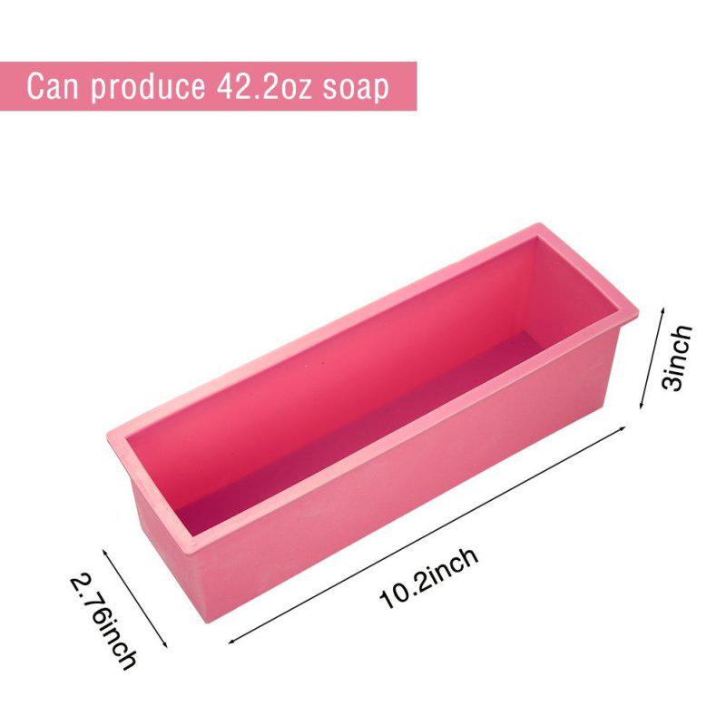 3PCS Rectangle Soap Mold Set DIY Toast Mold Silicon Pink Box + Wood Box Baking Tool (1.2KG Soap