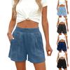 Women's Summer Fashion Color Pocket Stretch High Waist Comfortable Casual Shorts