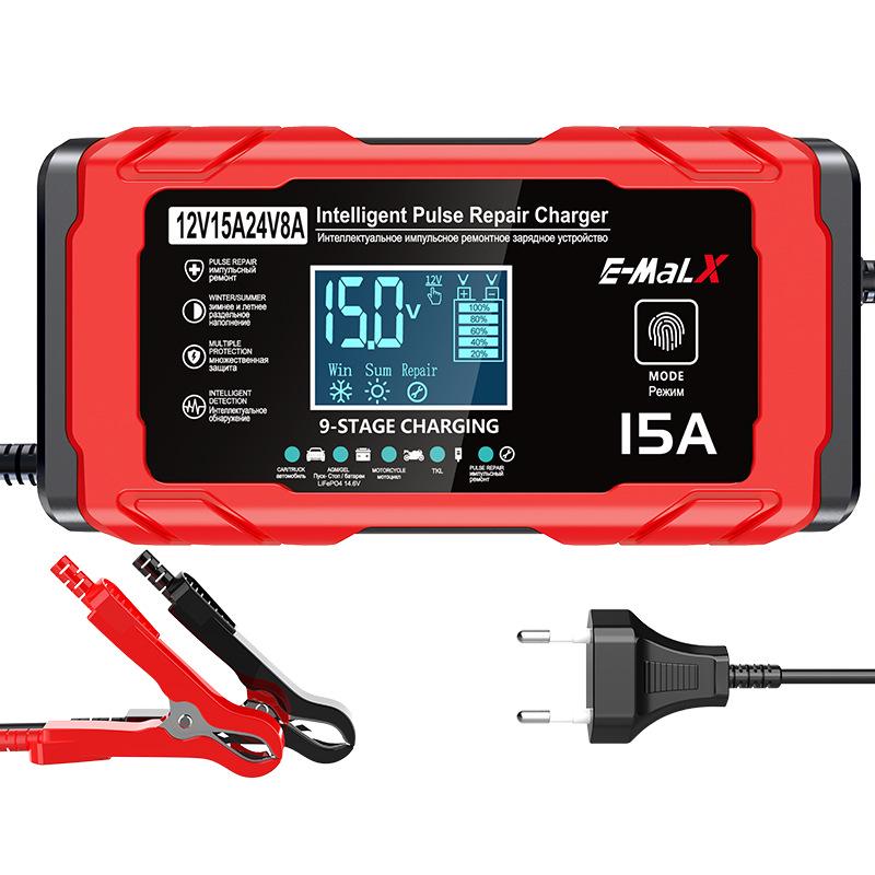 12V/24V Pulse Charger: 14.6V15A LiFePO4 Battery Charger for Motorcycles & Cars