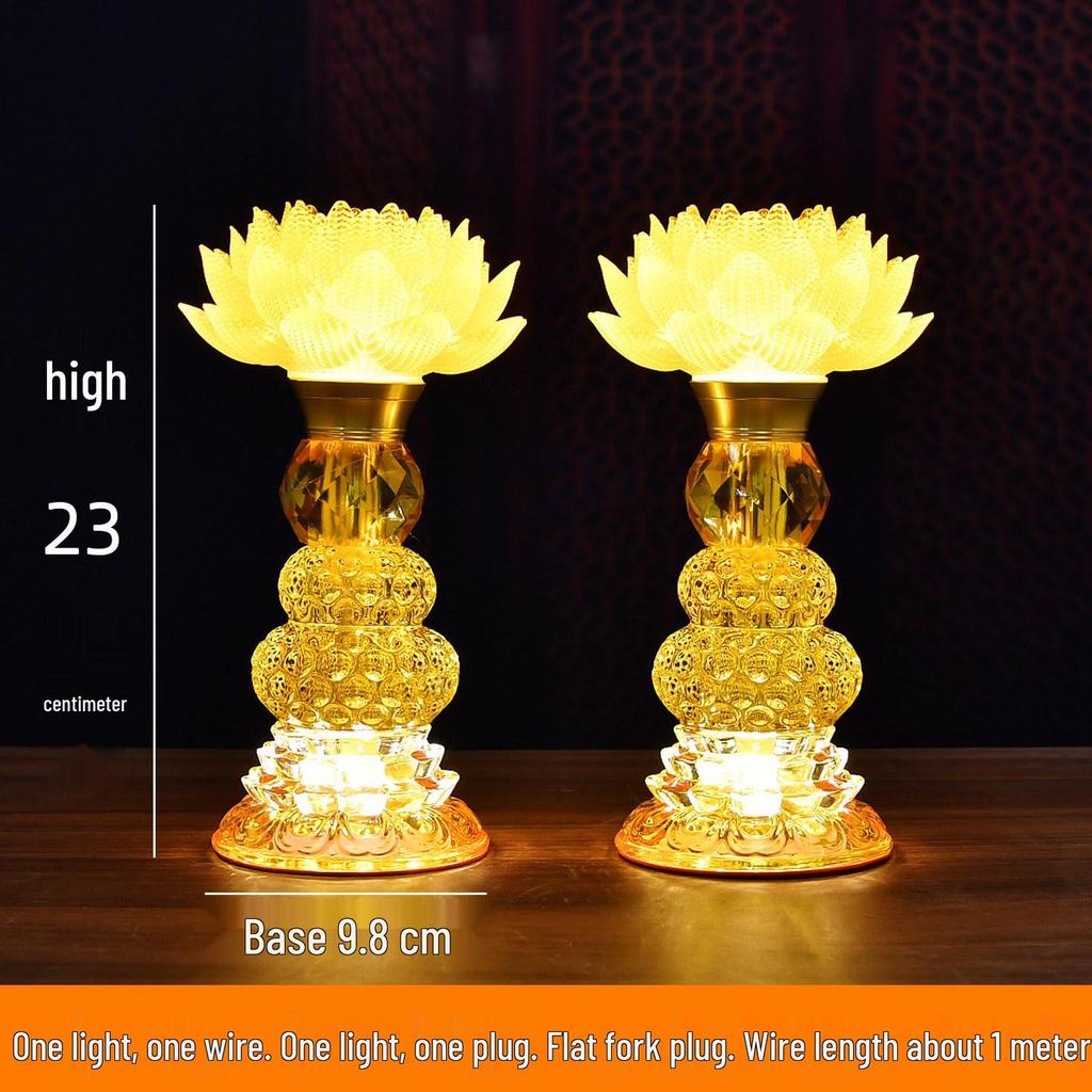 Lotus Guanyin Bodhisattva LED Offering Lamp with Heart Sutra