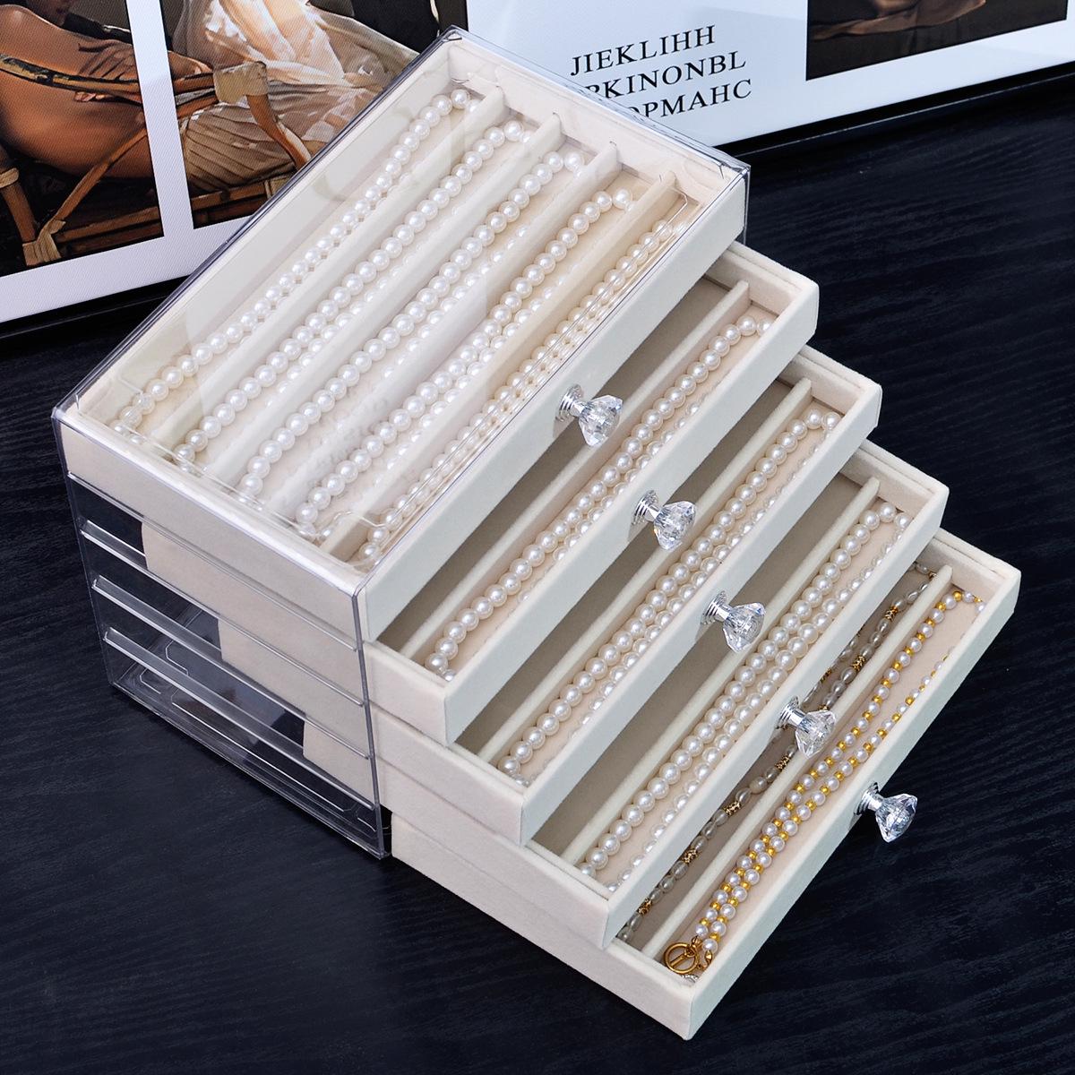 

5-слойная прозрачная ПЭТ-шкатулка с бархатной подкладкой для браслетов, колец, сережек и ожерелий