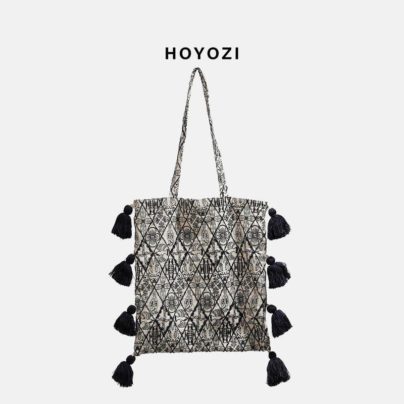 

Hoyozi Machine Embroidery Canvas Small Youjia Bag Dark blue [new]]
