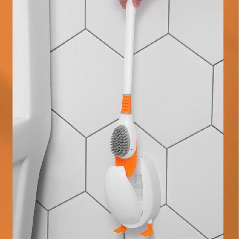 Creative Duck Shape Floor-to-ceiling Toilet Brush Set Silicone Brush Soft Brush To Clean The Toilet Floor