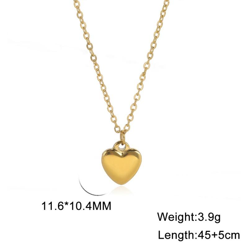 Stainless Steel Waterproof Glossy Heart-Shaped Pendant Necklace for Women Fashion Exquisite Collarbone Chain Jewelry Gifts