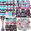Jexine 128 Pcs Music Theme Party Supplies Include 12 Silicone Bracelets, 12 Keychains, 12 Badges, 12 Pencils, 12 Drawstring Bag, 18 Spiral Notepads,