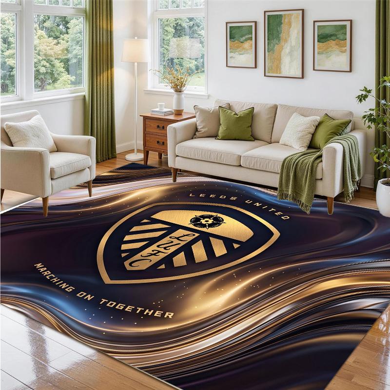 Leeds United Football Design Crystal Velvet Rug Soft Decorative Mat for Bedroom Entrance