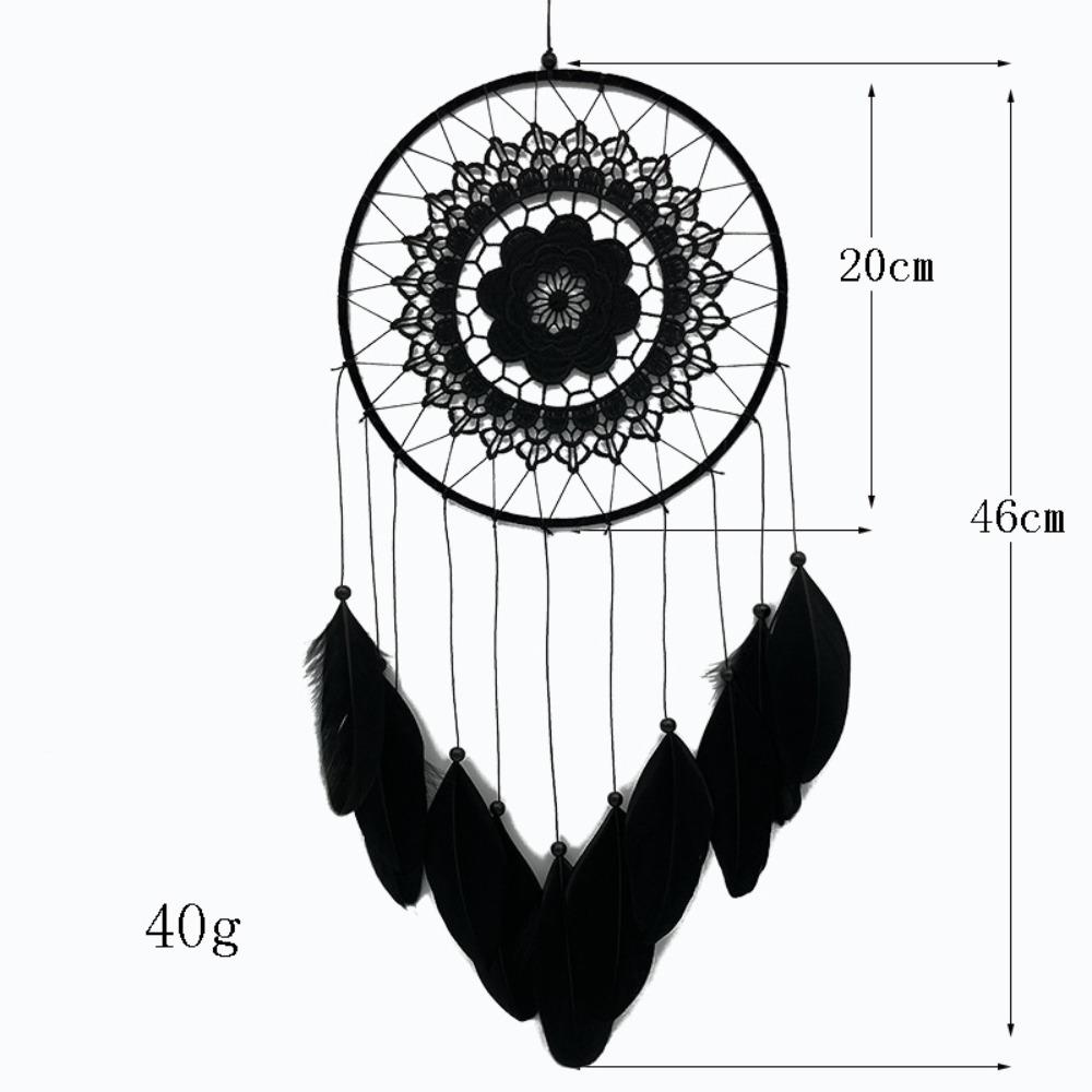 Boho Stil schwarzer Traumfänger Feder Spitze Traumfänger Wandbehang Blüten Design Gewebte Dekoration Boho Wandornament Heimornament
