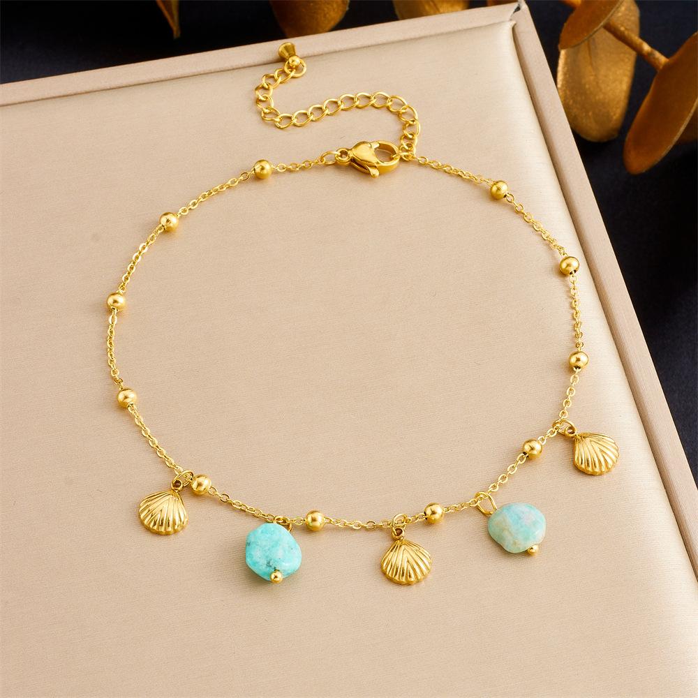 

Shell Dolphin Starfish Ocean Layered Double Chain Anklet Beach Fashion Stacking Foot Jewelry