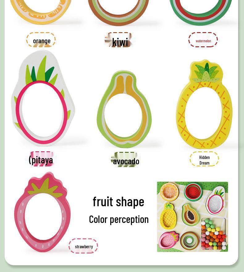 Wooden Toddler Educational Toy: Fruit Color & Shape Sorting with Clip Beads for Parent-Child Interaction