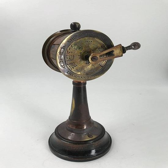 Conjunto de 2 telégrafos de navio de latão náutico antigo com decoração colecionável 17,78 cm