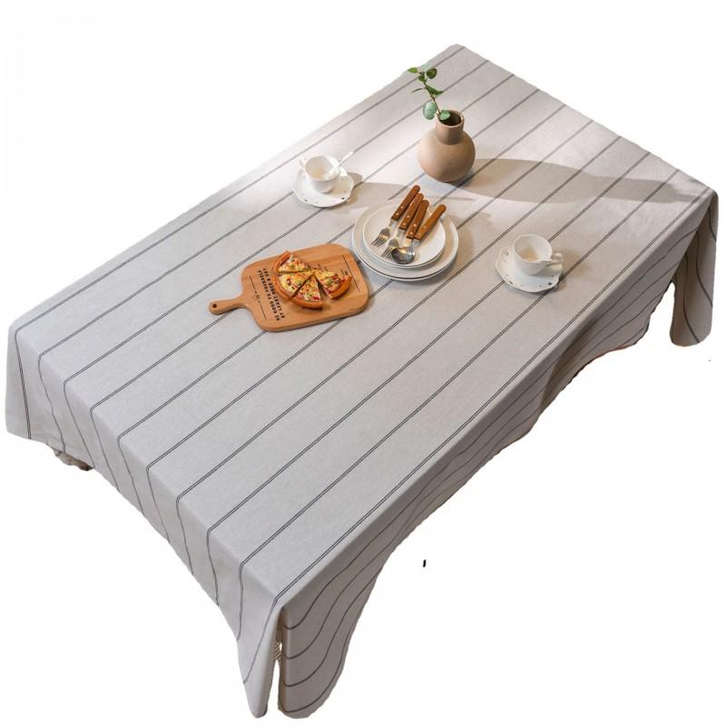 Striped Woven Tablecloth Dining Table Rectangular Cotton Blend Dustproof Home Decor