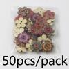(50pcs/pack) 2cm 2-hole Plum Blossom Button Retro Wooden Button Sewing Accessories Color Printing Home Decoration