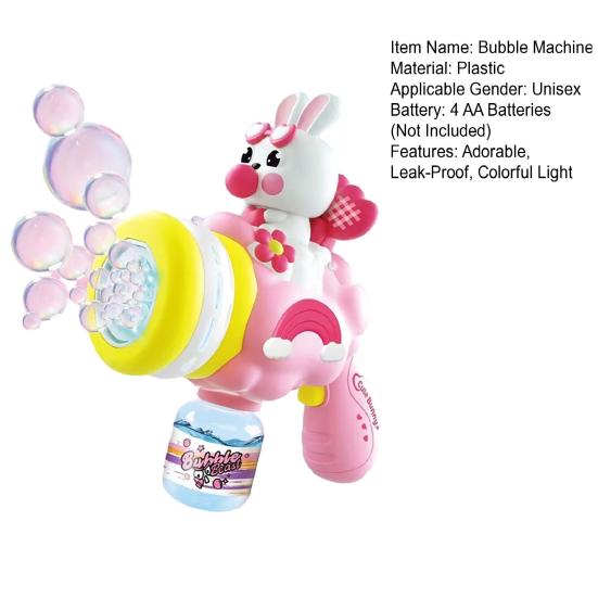 Electric Bubble Blower Rabbit Automatic Bubble Machine for Kids Colorful LED Lights Outdoor Toy for Birthday Party Fun Gift for Toddlers Girls
