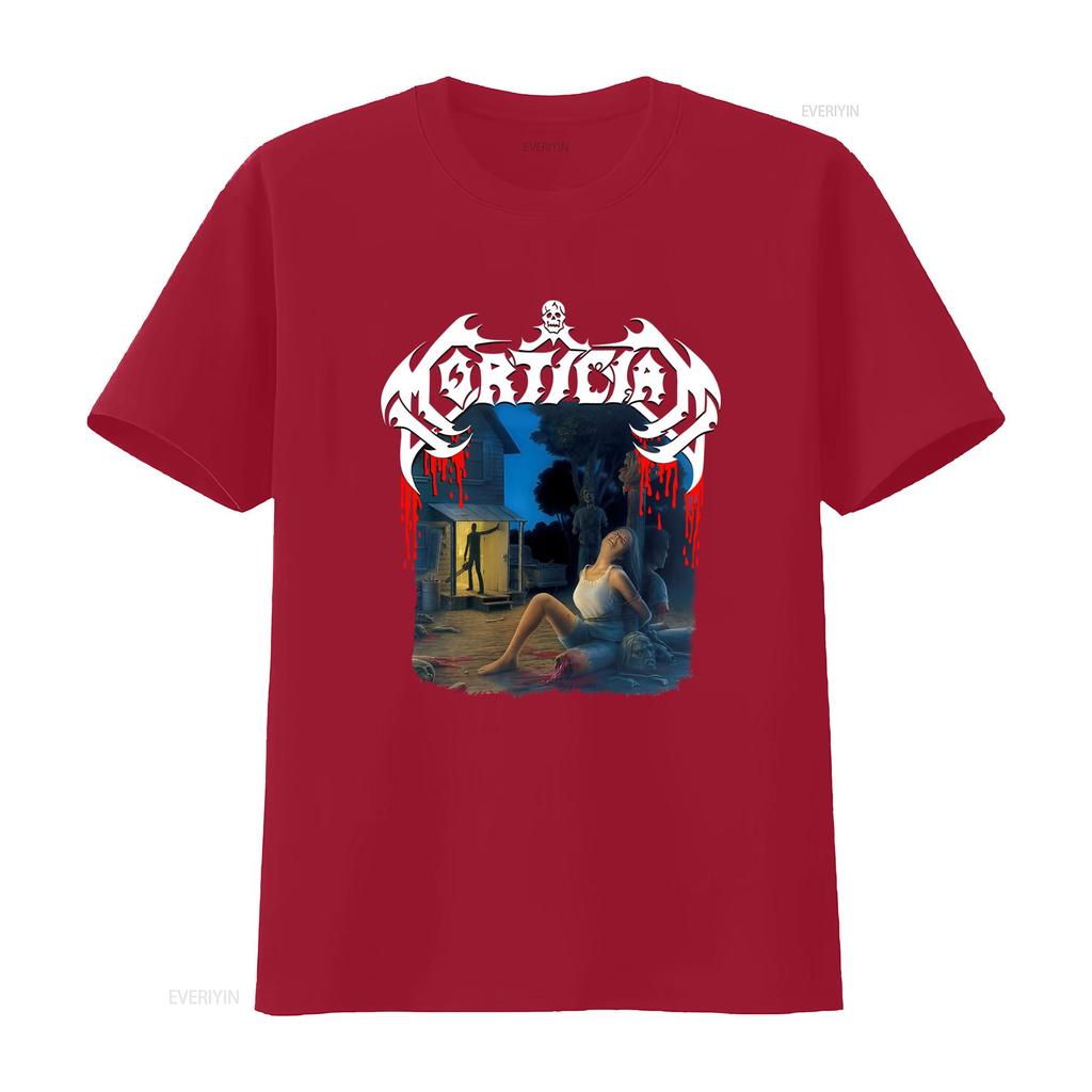 MORTICIAN Kettensägen-Zerstückelung Horror T-Shirt für Herren Gothic Blutspritzer und Zombie Design vintage gewaschen Vielseitig