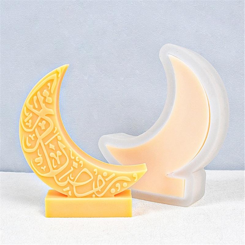 Moon Silicone Mould Moon Shaped Candle Molds DIY Soap Castings Molds Handmade Resin Molds for Eid Ramadans Decorations