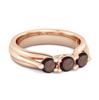 Garnet Three Stone Ring - 925 Sterling Silver Rose Gold Vermeil